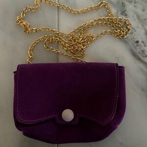 Purple Suede Campo Marzio Design Clutch Gold Chain